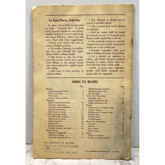1971 USDA Consumer Guide Nuts in Family Meals Vtg Recipe Booklet Bulletin 176 - Picture 3 of 9